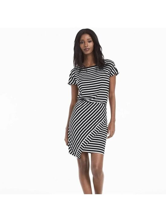 White House Black Market Dresses & Skirts - White House Black Market Stripe Wrap Skirt Asymmetrical Dress